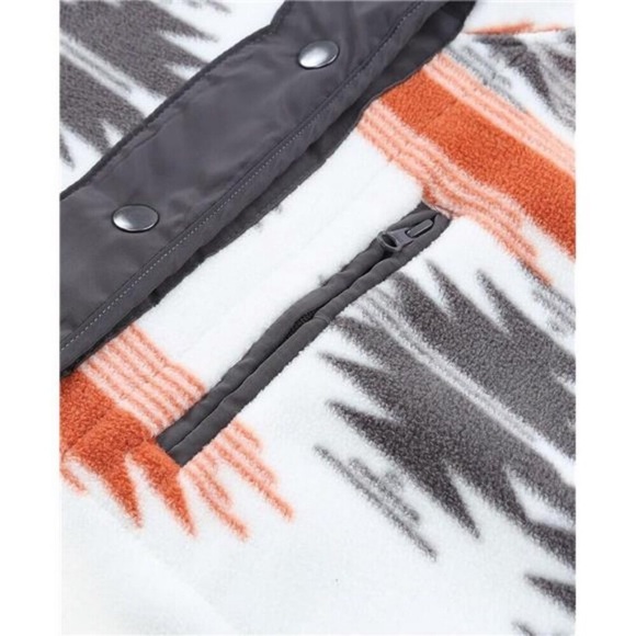 Women's Fleece Jacket Western Aztec Print Snap Button Down Shacket with Pockets - Picture 6 of 7